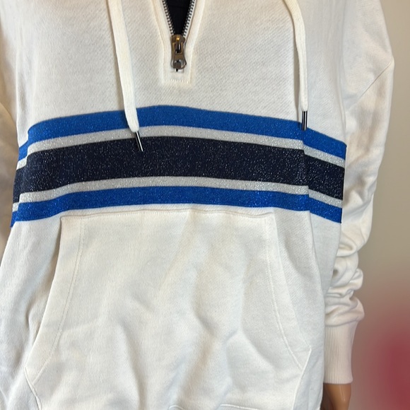 Spiritual Gangster white and metallic blue striped hoodie New - Picture 3 of 7
